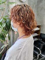 テトヘアー(teto hair) スナップ　オレンジヘア　パーマ　ウルフ