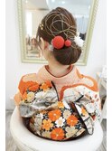 振袖　着付け　シニヨンヘアセット
