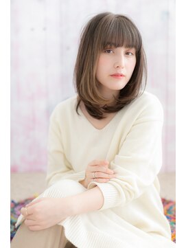 ミック 日暮里店(miq) インナーカラーシースルーバング外国人風内巻きワンカールa1