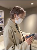 4120グレーベージュミルクティーアッシュ艶髪ハイトーンカラー