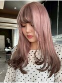 xブリーチ/ホワイトグレージュ/レイヤーカット/チェリーブラウン