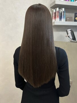 オムニス 表参道(Omnis) ブリーチなし美髪レイヤーロングオリーブグレージュ透明感カラー