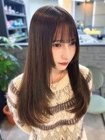 ジゼル 博多筑紫口店(GiseL)&nbsp;ロング レイヤー 顔周りカット 前髪 ココアブラウン 透明感 20代