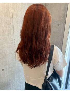 ロッカヘアエジェ(ROCCA hair eje.) ワンホンレイヤーテラコッタオレンジロング