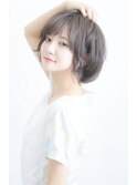 大人かわいい小顔丸みのあるショートボブ 20代30代40代 原宿
