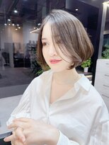 ファンナギンザ(FaNNa ginza) ブリーチなし透明感グレージュ大人ボブ/ボブパーマ/前髪パーマ/