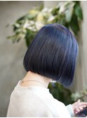 色落ちも綺麗♪ブリーチ1回で作るブルーブラック