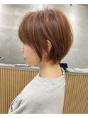 大人可愛い20代30代40代黒髪前下がりショートボブ丸みショート◎