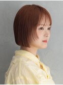 20代30代ミニボブオレンジブラウン小顔美肌ストレート丸み