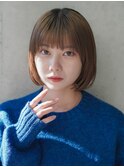大人可愛い20代30代40代黒髪前下がりひし形小顔ボブ丸みショート
