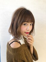 ロンド 表参道店(Lond)&nbsp;【津賀雅也】ジグザグバングの３Dカラーミニマムボブヘア　丸顔