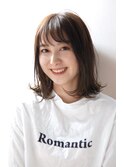 ひし形小顔、外ハネ、ミディアム！ことりベージュ毛先パーマ