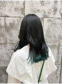 暗髪/裾カラー/外ハネレイヤー