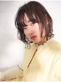 ゆる巻きセミショート/ウェットヘア