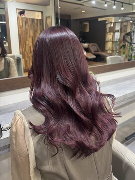 アミー 駒澤(Ammy komazawa) ピンクカラー×コテ巻き風パーマ