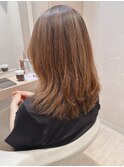 美髪ワンカール縮毛矯正セミディくびれレイヤーサラ艶グレージュ