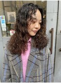 30代40代ミディアムウルフ強めハードパーマヒッピーパーマ