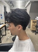 フェザーパーマ/グレーブルーカラー/刈り上げショートパンク