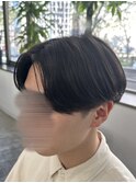 フェザーパーマ/グレーブルーカラー/刈り上げショートパンク