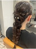 大人可愛いお呼ばれヘアセット編み下ろし結婚式二次会