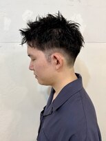 ファルベ(Farbe) スパイキーショートブルーブラックフェザーパーマサーフカール