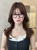 オムニス 表参道(Omnis)&nbsp;美髪韓国くびれレイヤーカットミディアムヘア暗髪ダークブラウン