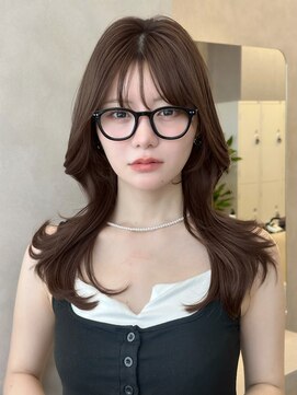 オムニス 表参道(Omnis) 美髪韓国くびれレイヤーカットミディアムヘア暗髪ダークブラウン