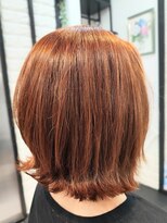 ヘアースタジオ ジェイワン(hair studio J ONE)&nbsp;40代50代/オレンジブラウン/外ハネボブ/白髪ぼかし/ブリーチ無し