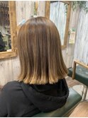 切りっぱなしボブ     髪質改善