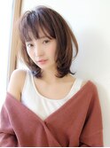 シアーカラー前髪ハイライトフリンジウエーブ