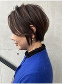 40代50代60代 前髪長め立体感ショートボブ