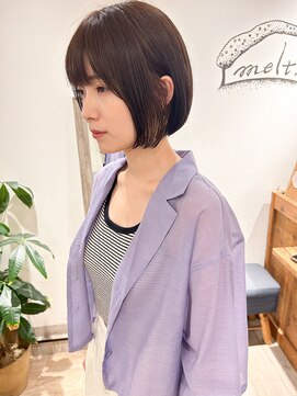 メルト 吉祥寺(melt) *高塚*大人かわいいミニボブ ベージュカラー 小顔切りっぱなし