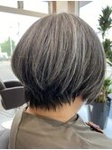 グレイヘア×ショートボブ