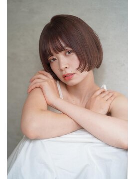 フラッグ ヘアー 天神西通り店(Flag HAIR) ボブ　ピンクベージュ