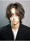 センターパートウルフ スパイラルパーマ ニュアンスパーマ