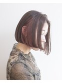 ベージュボブ#ダブルカラー＃切りっぱなしボブ＃インナーカラー