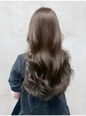 韓国ヘアロング顔周りレイヤーオリーブベージュ_ba571881