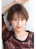 ウルフショート/外巻きパーマ/サイドバング/マロンブラウン所沢