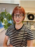 大人可愛いブリーチカラーミニボブ×オレンジ上田直哉