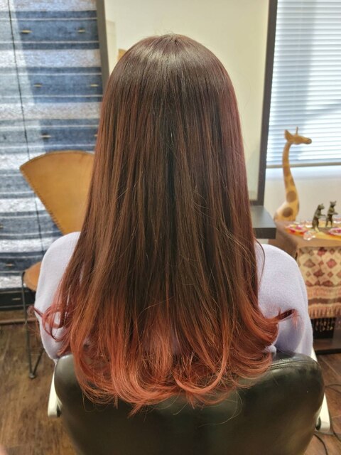 髪質改善×ピンクブラウン×グラデーションカラー
