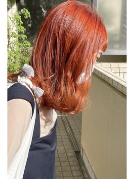 ファイブシーン アオヤマ(5SCENE AOYAMA) 韓国ヘアくびれヘアヨシンモリ顔周りレイヤーオレンジカラー