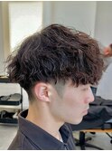 波巻きパーマメンズパーマメンズヘアツーブロックツイストパーマ