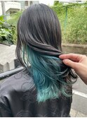 ターコイズブルー/インナーカラー/エメラルドグリーン
