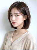 切りっぱなしボブ/明るい白髪染め/髪質改善【大宮】