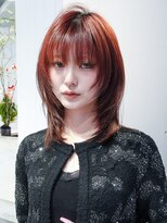 アルバム 銀座(ALBUM GINZA)&nbsp;ミディアムレイヤーカット前髪カット韓国ヘア_F91341