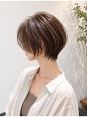 30代、40代/丸みくびれショートボブ×白髪染めハイライト/大宮