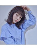 外ハネミディ　バイオレットアッシュ　ワイドバング