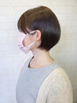 福岡美髪研究所クノップス(Knops) 丸みショートボブ　×　オリーブ系カラー