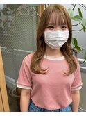 くすみベージュにシースルーバング