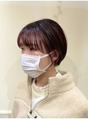 スタイリングが簡単なマッシュショート×ラベンダーピンク